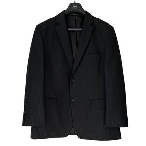 Haggar Black Pinstripe Suit Jacket & Pants EUC